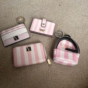 Victoria's Secret Pink and White Stripe Cardholder Set